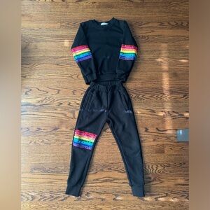 Lola + The Boys Sweatsuit Outfit Size 8, black with sequins.